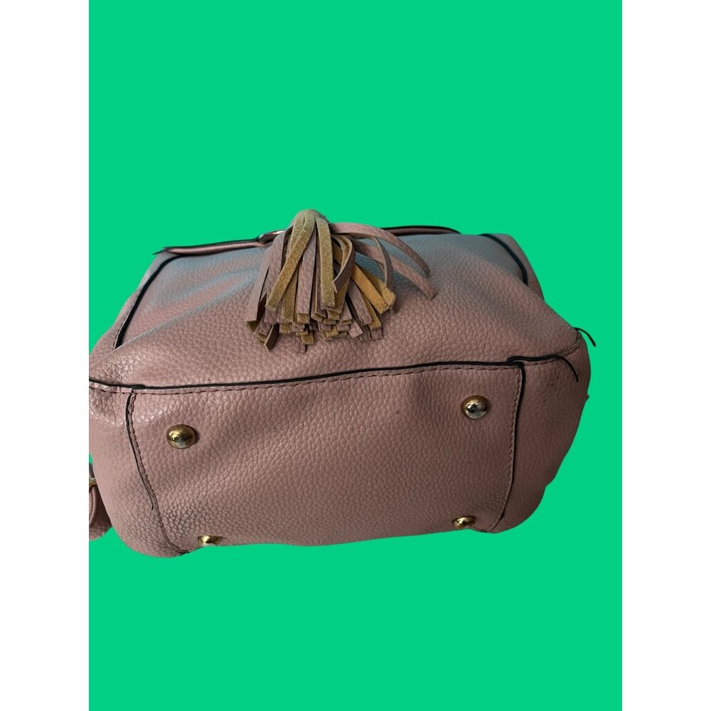 Blush Pink Faux Leather Backpack Purse With Tassel Accent & Ring Detail - Picture 4 of 7